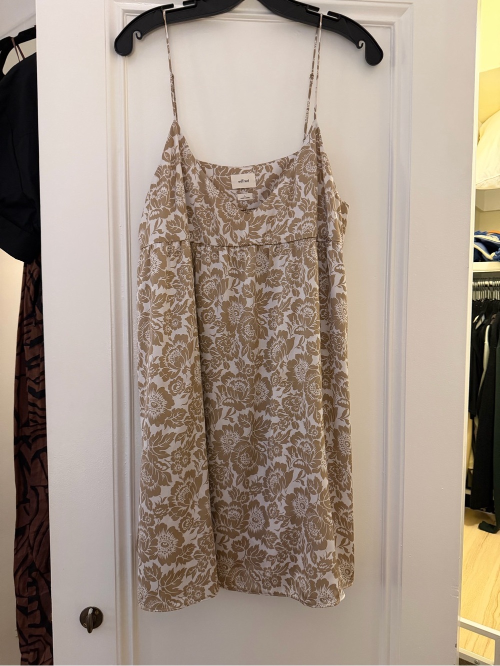 Aritzia Beige Floral Slip Mini Dress